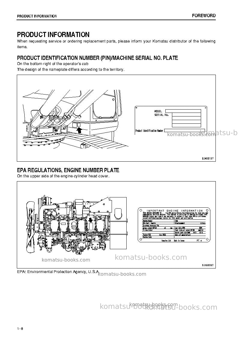 Komatsu pc400lc-7jpn-tier3, work equipment grease 500h Operation manual cover Page 7