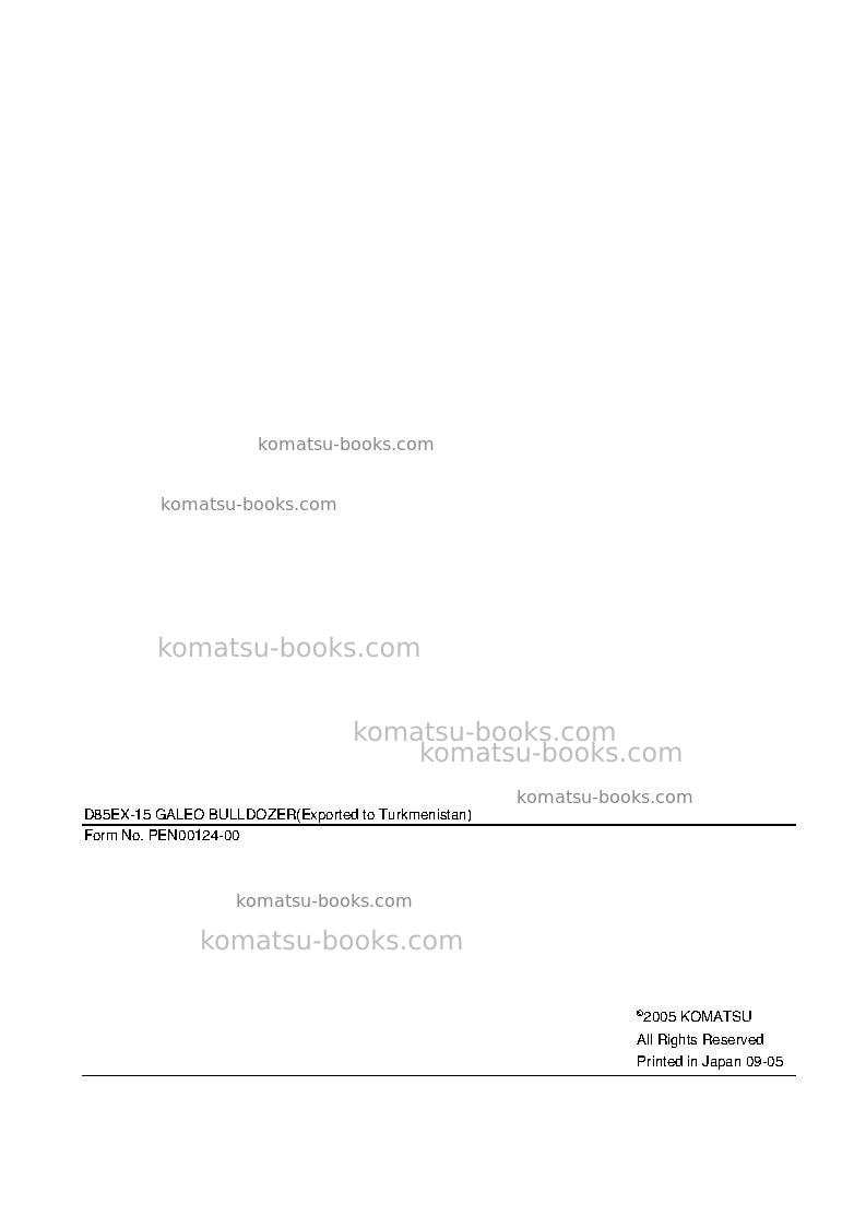 Komatsu d85ex-15jpn-for turkmenistan Operation manual cover Page 7 Komatsu d85ex-15jpn-for turkmenistan Operation manual cover Page 7