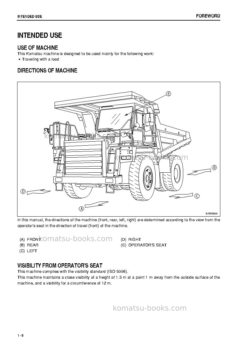 Komatsu hd405-7jpn Operation manual cover Page 7 Komatsu hd405-7jpn Operation manual cover Page 7