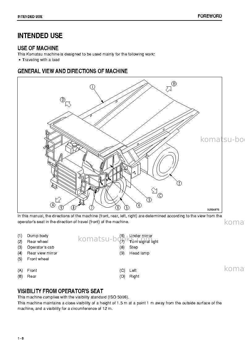 Komatsu hd605-7jpn-e0 Operation manual cover Page 7 Komatsu hd605-7jpn-e0 Operation manual cover Page 7