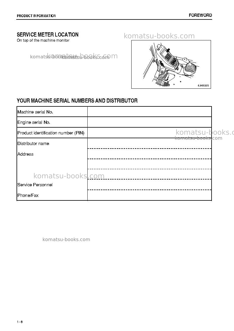 Komatsu pc300lc-7jpn-e0, work equipment grease 100h Operation manual cover Page 7