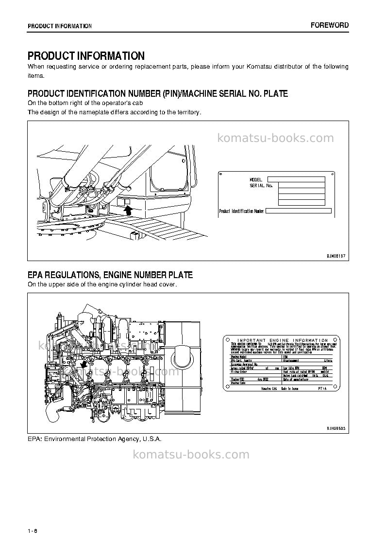 Komatsu pc600lc-8jpn-r Operation manual cover Page 7 Komatsu pc600lc-8jpn-r Operation manual cover Page 7