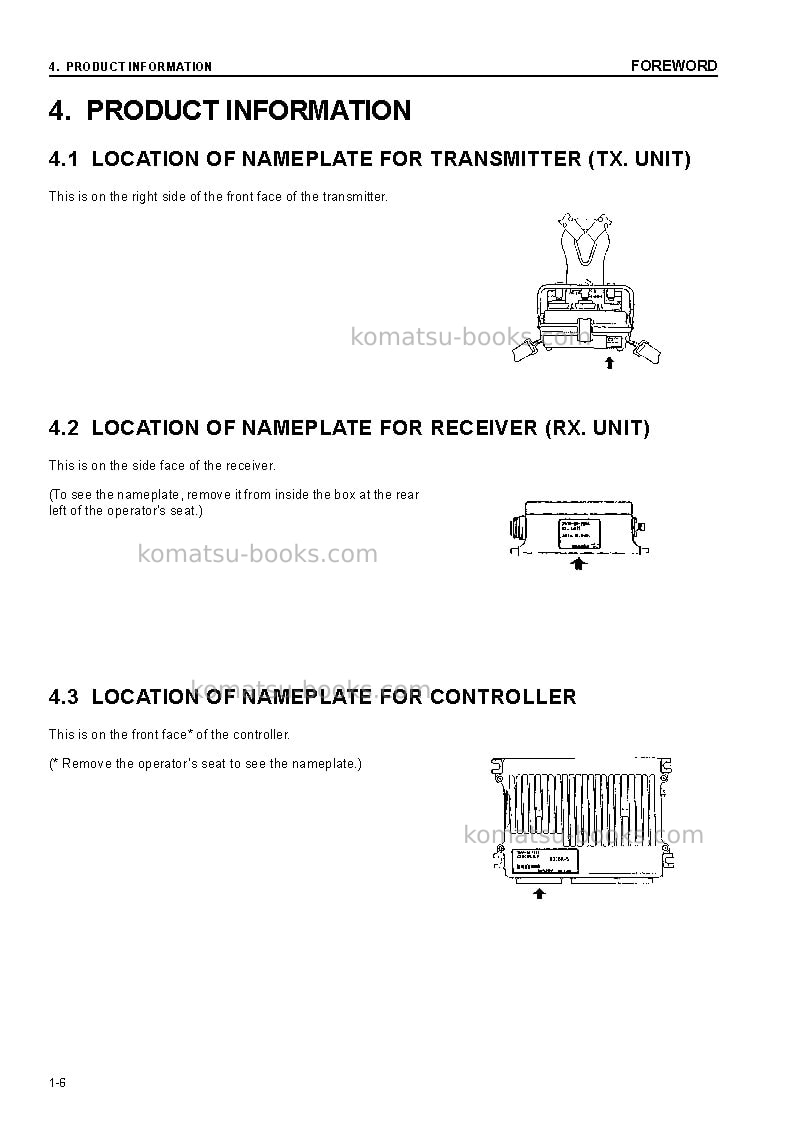Komatsu d85ms-15jpn-radio control equipment Operation manual cover Page 7