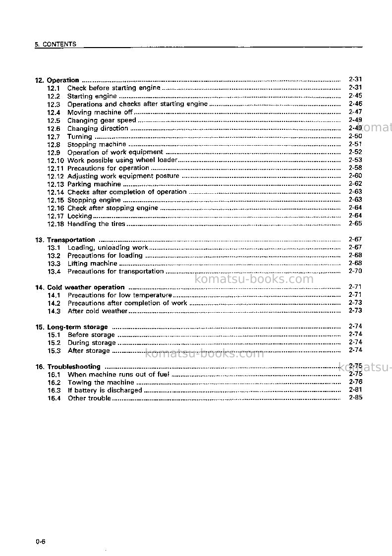 Komatsu wa380-3jpn Operation manual cover Page 7 Komatsu wa380-3jpn Operation manual cover Page 7
