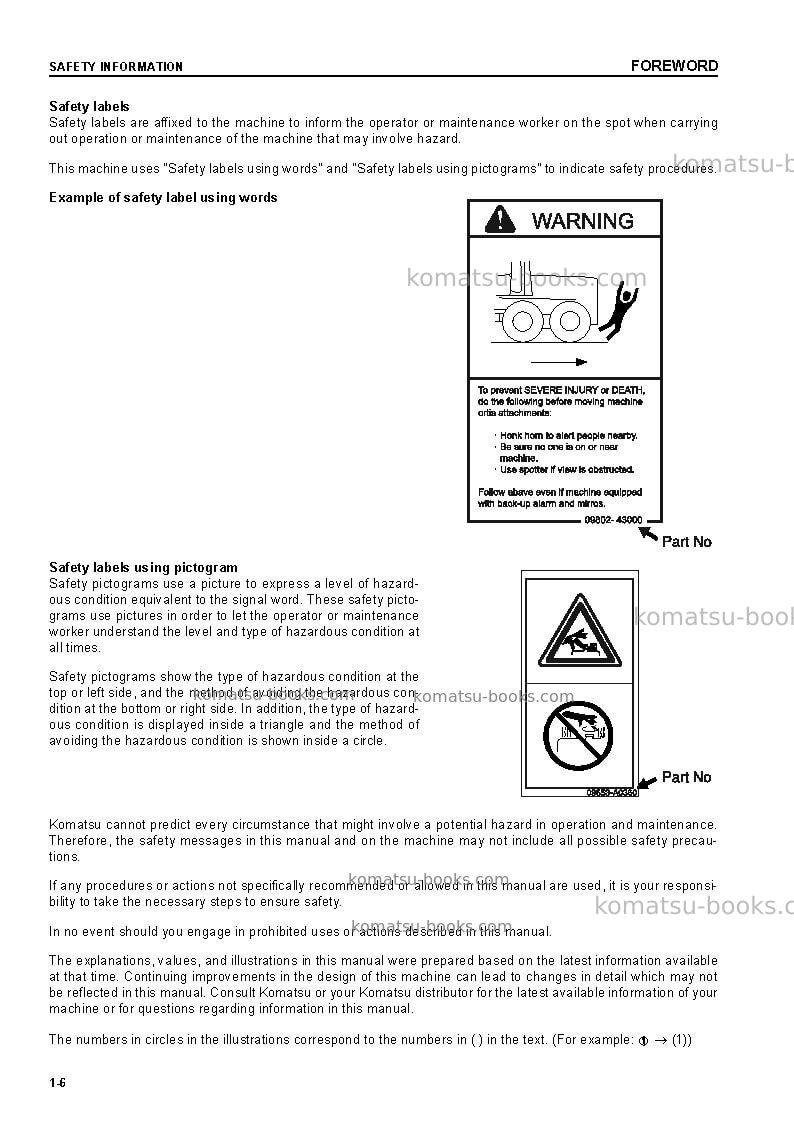 Komatsu gd705a-4jpn Operation manual cover Page 7 Komatsu gd705a-4jpn Operation manual cover Page 7