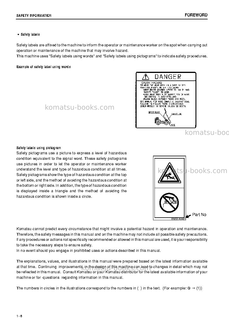 Komatsu hd605-7jpn Operation manual cover Page 7 Komatsu hd605-7jpn Operation manual cover Page 7