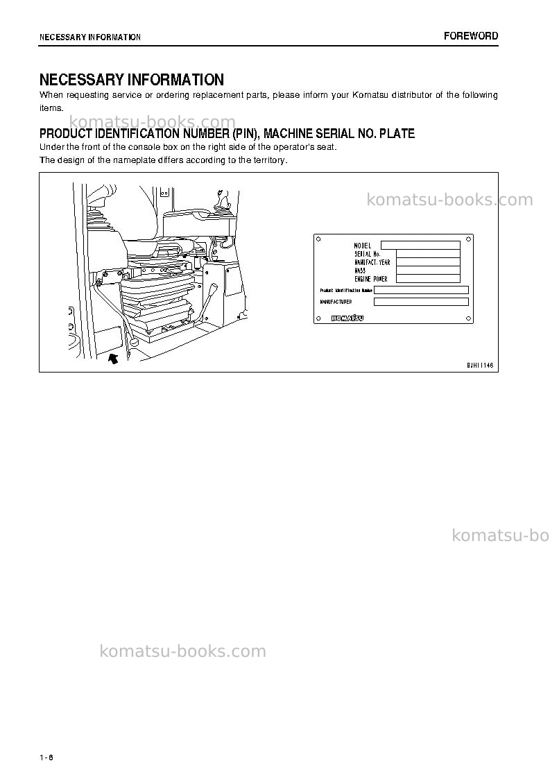 Komatsu d375a-5jpn-tier3 Operation manual cover Page 7 Komatsu d375a-5jpn-tier3 Operation manual cover Page 7