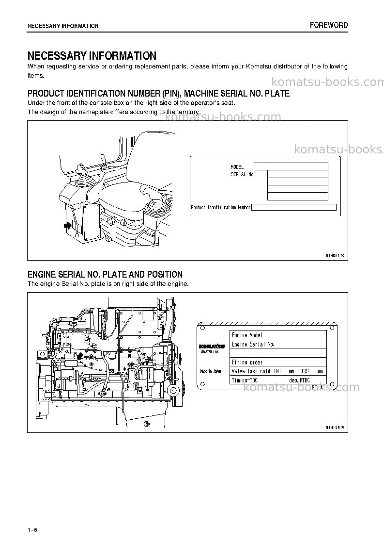 Komatsu d275a-5jpn-r Operation manual cover Page 7 Komatsu d275a-5jpn-r Operation manual cover Page 7