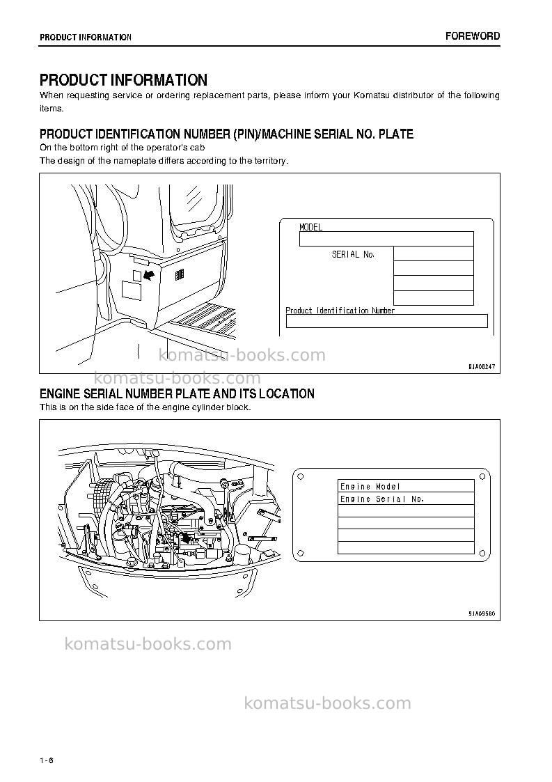 Komatsu pc78us-6jpn Operation manual cover Page 7