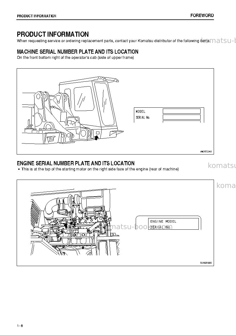 Komatsu pc1250-7jpn Operation manual cover Page 7 Komatsu pc1250-7jpn Operation manual cover Page 7