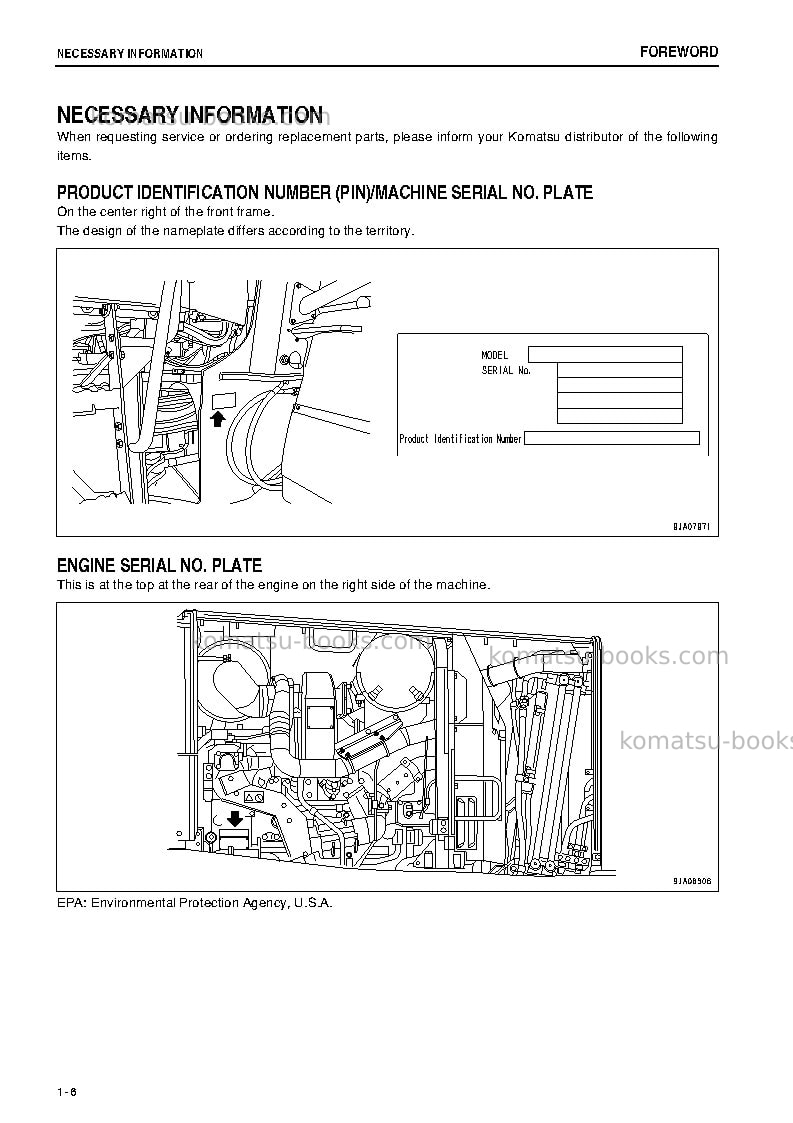 Komatsu wa470-6jpn Operation manual cover Page 7 Komatsu wa470-6jpn Operation manual cover Page 7