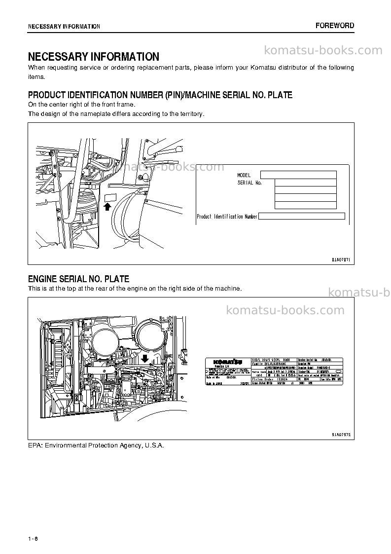 Komatsu wa380-6jpn Operation manual cover Page 7 Komatsu wa380-6jpn Operation manual cover Page 7
