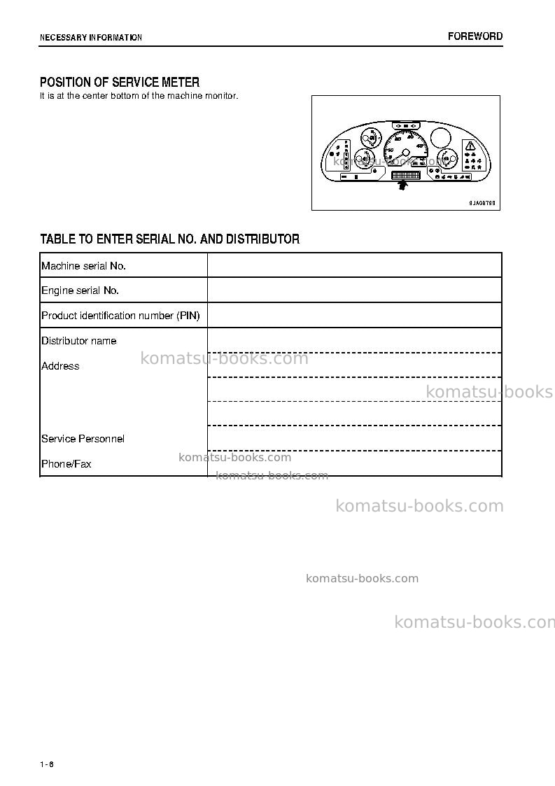 Komatsu wa150-6jpn Operation manual cover Page 7 Komatsu wa150-6jpn Operation manual cover Page 7