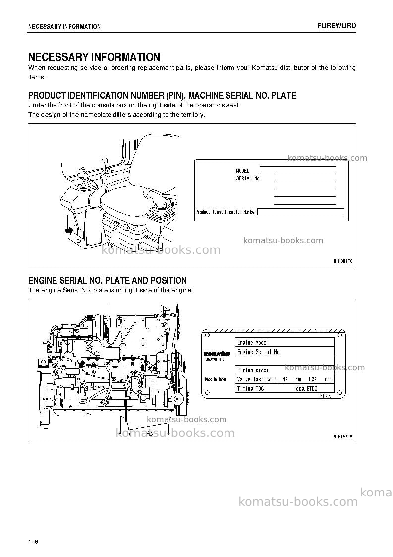 Komatsu d275a-5jpn-w/o egr Operation manual cover Page 7 Komatsu d275a-5jpn-w/o egr Operation manual cover Page 7