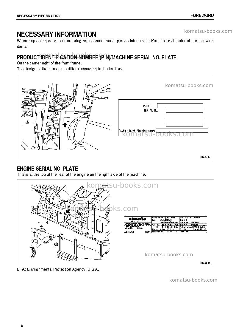 Komatsu wa430-6jpn Operation manual cover Page 7 Komatsu wa430-6jpn Operation manual cover Page 7