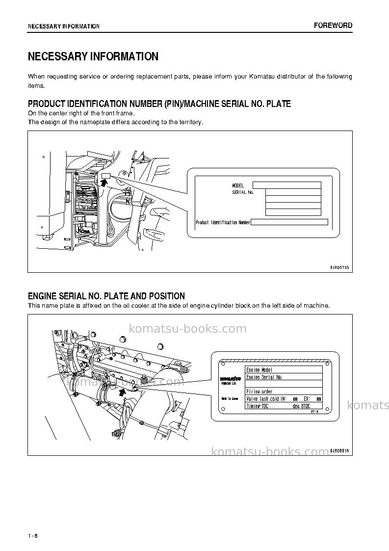 Komatsu wa600-6jpn-w/o egr Operation manual cover Page 7 Komatsu wa600-6jpn-w/o egr Operation manual cover Page 7