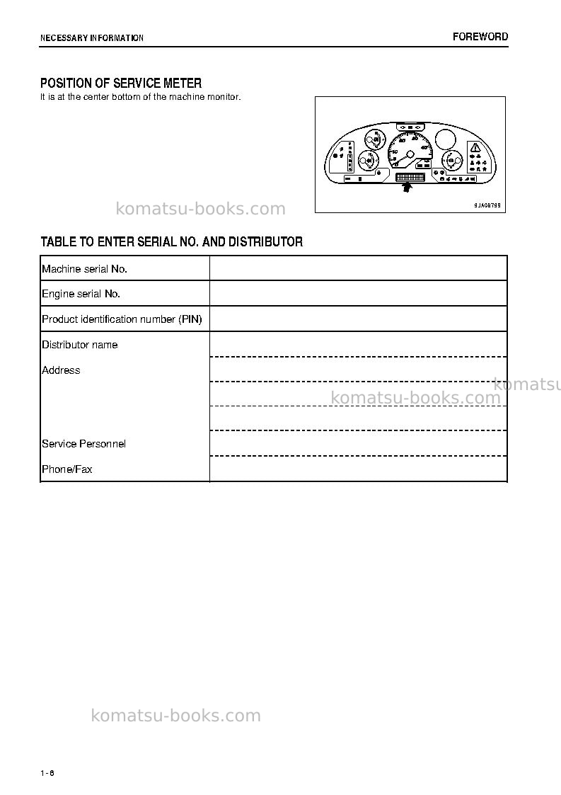 Komatsu wa200-6jpn Operation manual cover Page 7 Komatsu wa200-6jpn Operation manual cover Page 7