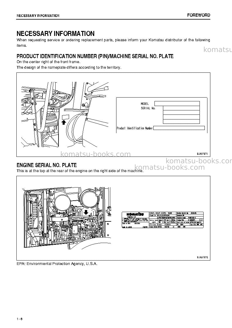 Komatsu wa380-6jpn Operation manual cover Page 7