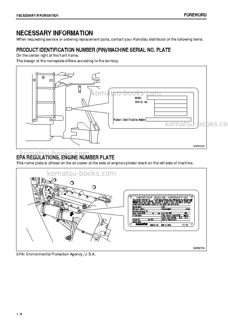 Komatsu wd600-6jpn Operation manual cover Page 7