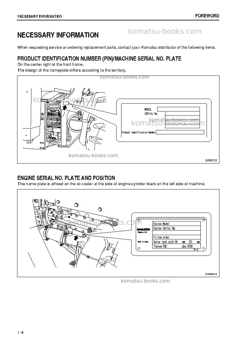 Komatsu wa600-6jpn-w/o egr Operation manual cover Page 7