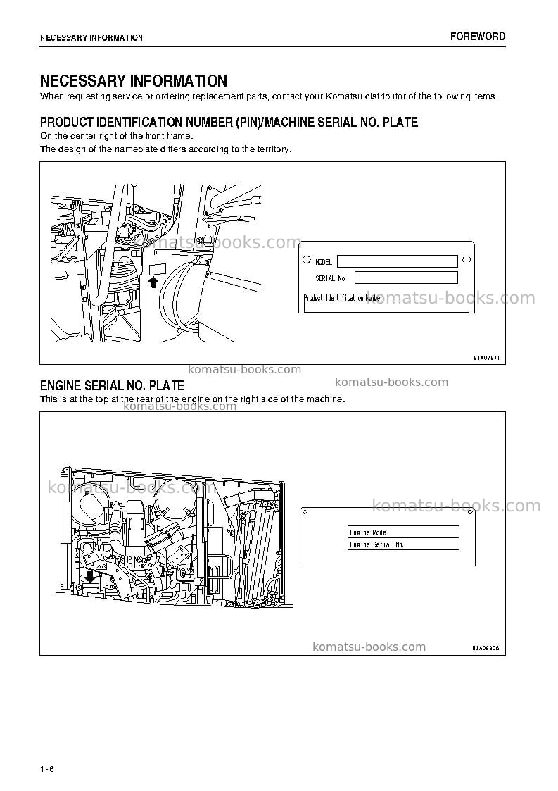 Komatsu wa480-6jpn Operation manual cover Page 7