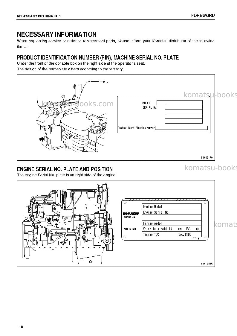 Komatsu d275a-5jpn-r Operation manual cover Page 7 Komatsu d275a-5jpn-r Operation manual cover Page 7