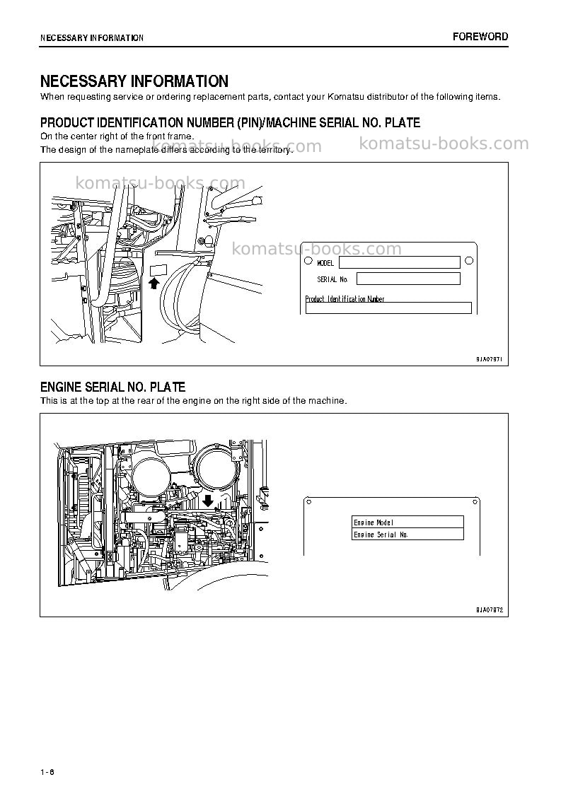 Komatsu wa380-6jpn Operation manual cover Page 7 Komatsu wa380-6jpn Operation manual cover Page 7