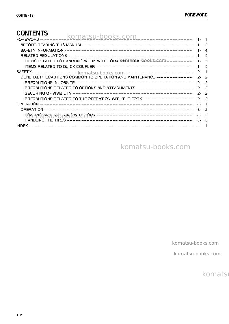 Komatsu wa500-6jpn-stone handling spec. Operation manual cover Page 7