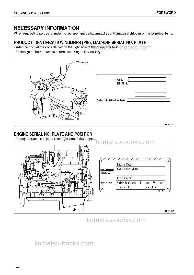 Komatsu d275a-5jpn-w/o egr Operation manual cover Page 7 Komatsu d275a-5jpn-w/o egr Operation manual cover Page 7