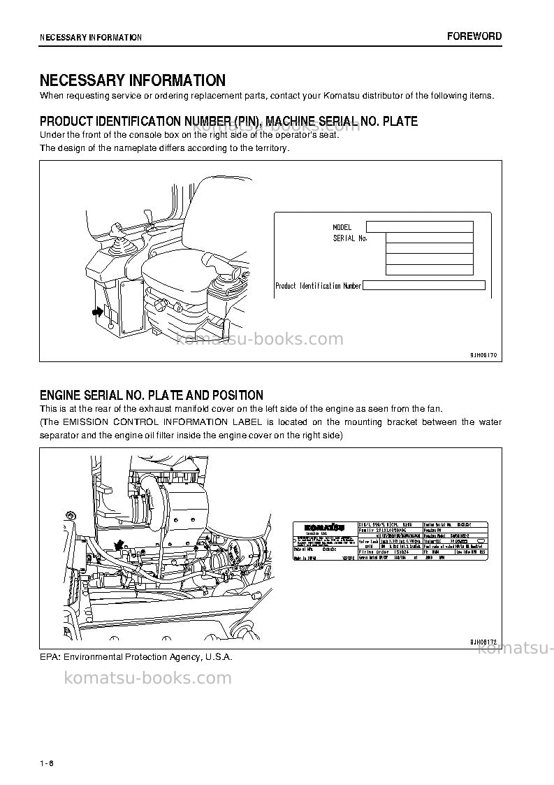 Komatsu d275a-5jpn--50c degree Operation manual cover Page 7 Komatsu d275a-5jpn--50c degree Operation manual cover Page 7