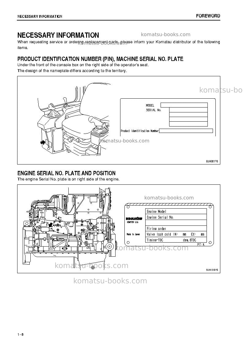 Komatsu d275a-5jpn-r Operation manual cover Page 7 Komatsu d275a-5jpn-r Operation manual cover Page 7