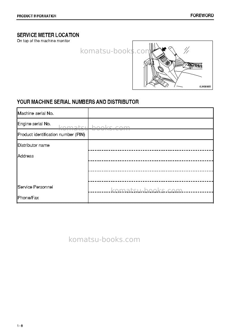 Komatsu pc200-8jpn-m0, work equipment grease 500h Operation manual cover Page 7 Komatsu pc200-8jpn-m0, work equipment grease 500h Operation manual cover Page 7