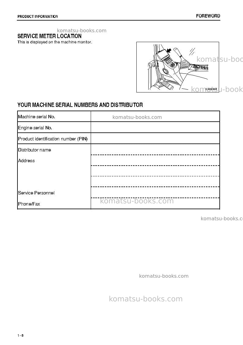 Komatsu pc70-8jpn-for southeast asia Operation manual cover Page 7