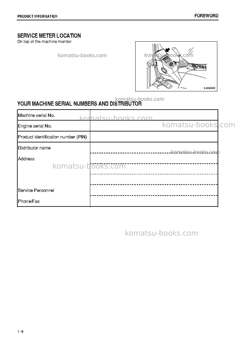 Komatsu pc300lc-8tha-m0 Operation manual cover Page 7 Komatsu pc300lc-8tha-m0 Operation manual cover Page 7