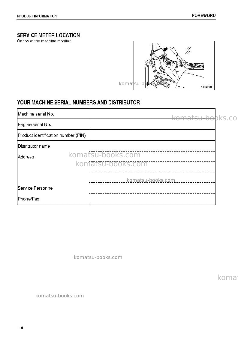 Komatsu pc200lc-8jpn-m0, work equipment grease 100h Operation manual cover Page 7 Komatsu pc200lc-8jpn-m0, work equipment grease 100h Operation manual cover Page 7