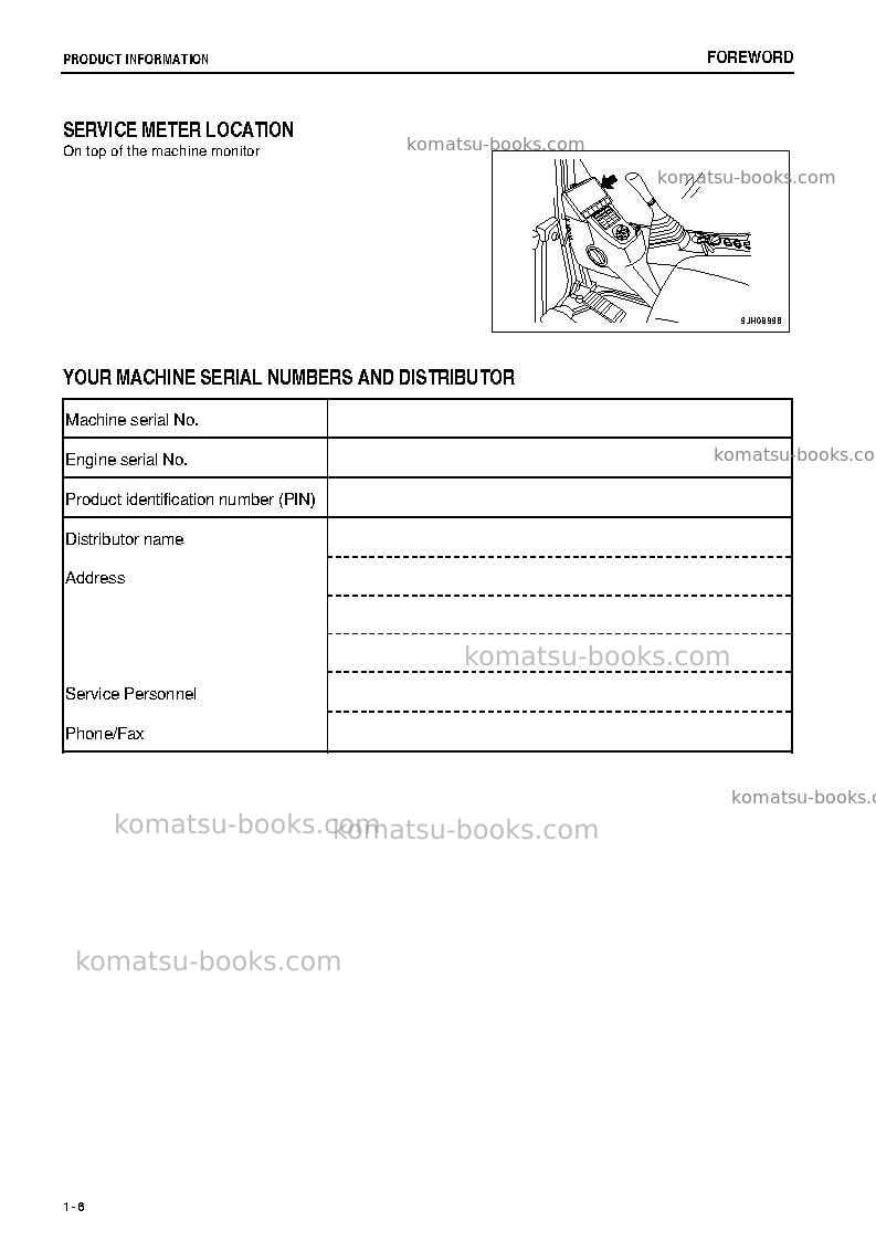 Komatsu pc200-8jpn-m0, work equipment grease 500h Operation manual cover Page 7 Komatsu pc200-8jpn-m0, work equipment grease 500h Operation manual cover Page 7