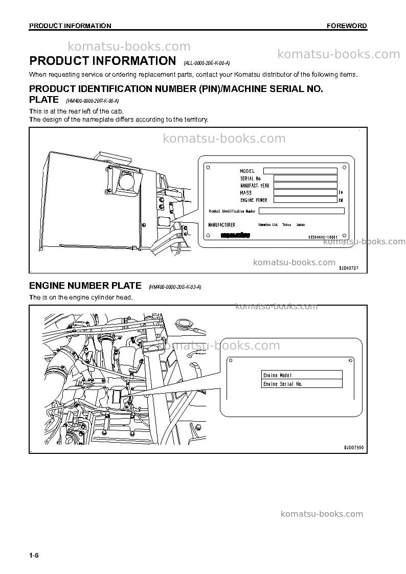 Komatsu hm400-3jpn-m0 Operation manual cover Page 7