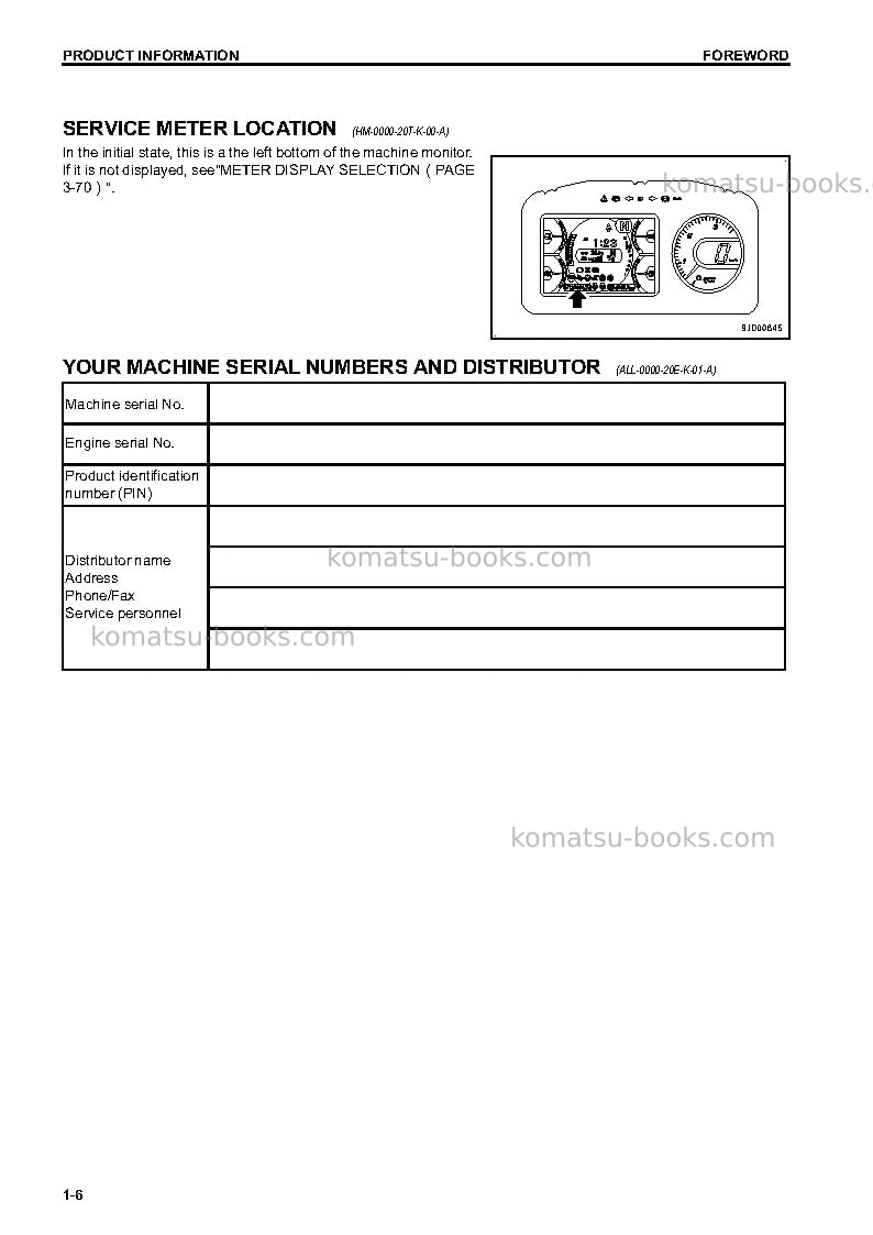 Komatsu hm400-3jpn Operation manual cover Page 7 Komatsu hm400-3jpn Operation manual cover Page 7
