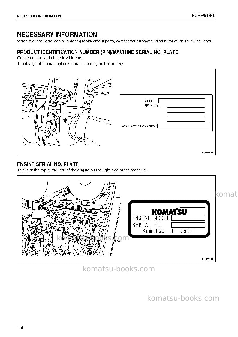 Komatsu wa380z-6jpn Operation manual cover Page 7 Komatsu wa380z-6jpn Operation manual cover Page 7