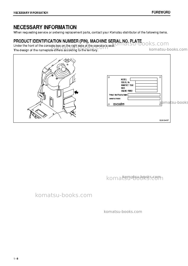 Komatsu d155ax-6jpn-for russia Operation manual cover Page 7