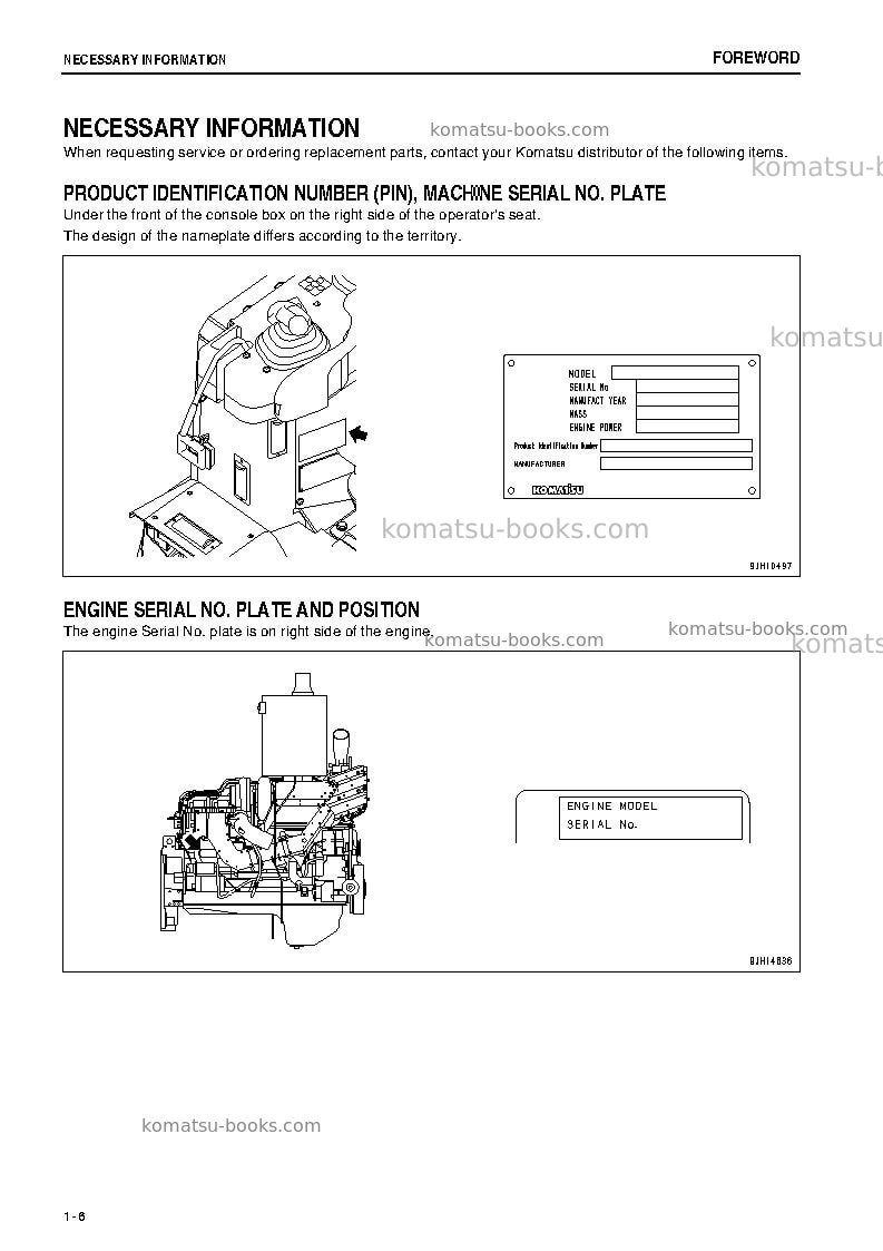 Komatsu d155a-6jpn-for dso Operation manual cover Page 7 Komatsu d155a-6jpn-for dso Operation manual cover Page 7