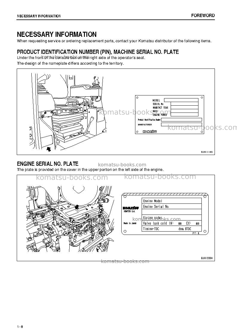 Komatsu d375a-6jpn-r, for dso Operation manual cover Page 7