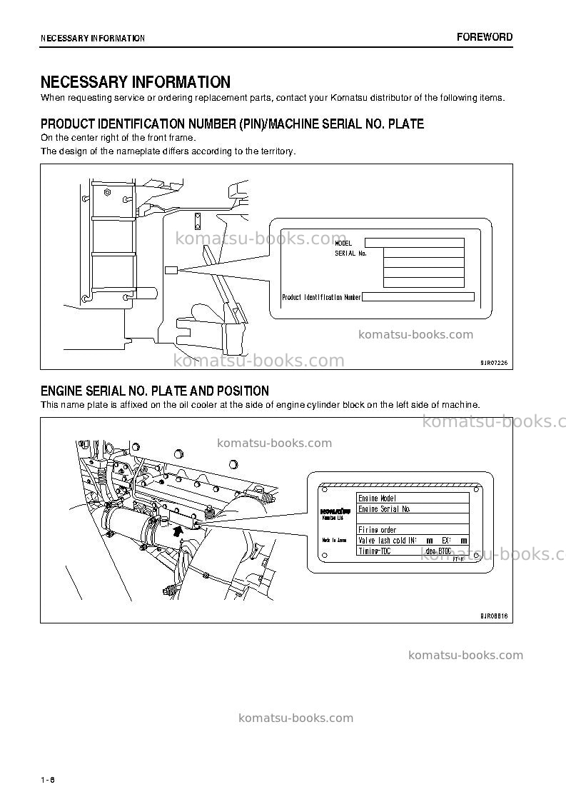 Komatsu wd600-6jpn-r Operation manual cover Page 7 Komatsu wd600-6jpn-r Operation manual cover Page 7