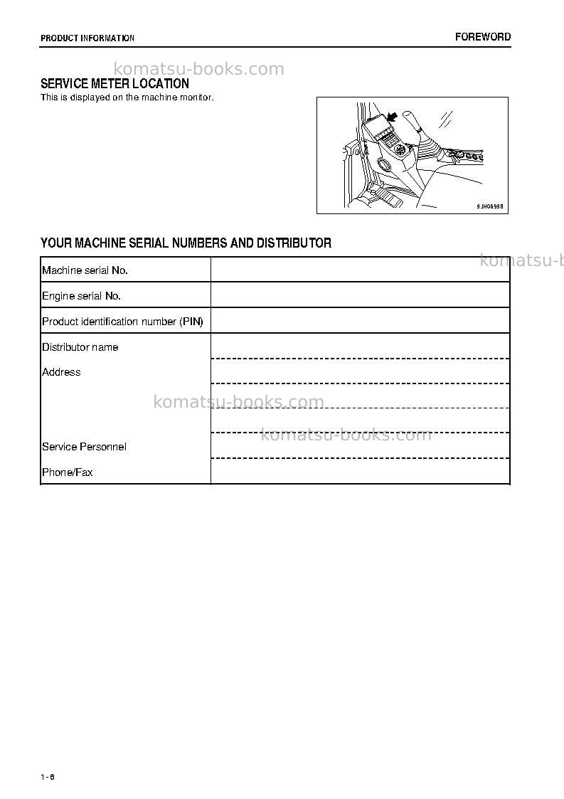 Komatsu pc70-8jpn-for southeast asia Operation manual cover Page 7