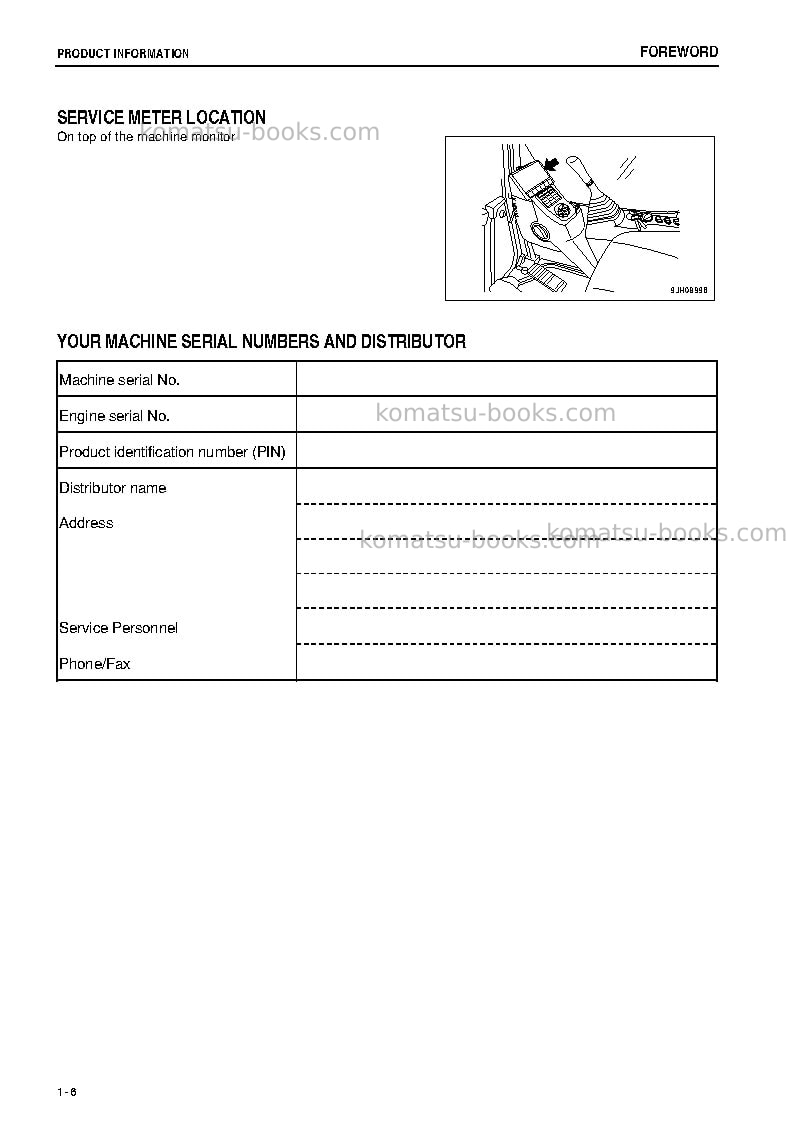 Komatsu pc200-8jpn-m0, work equipment grease 100h Operation manual cover Page 7 Komatsu pc200-8jpn-m0, work equipment grease 100h Operation manual cover Page 7