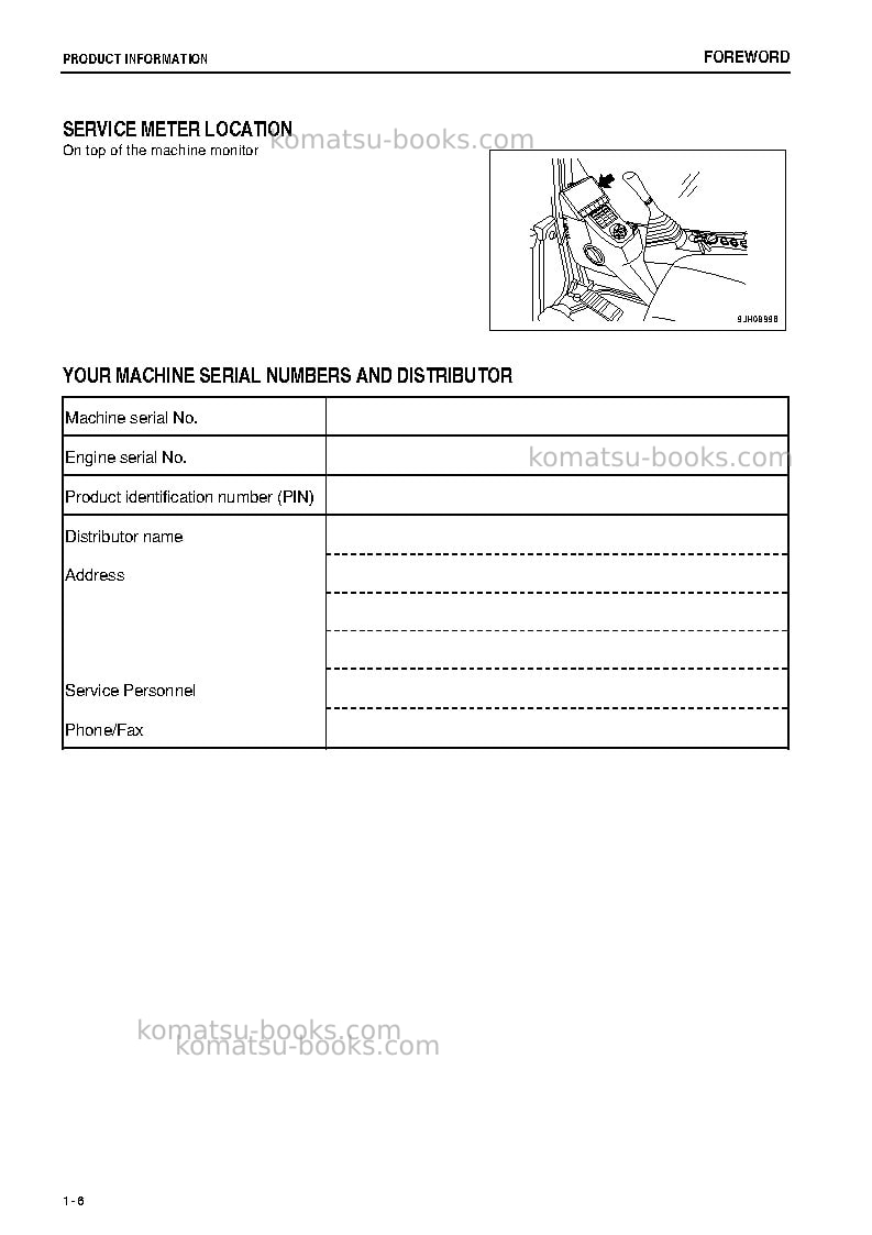Komatsu pc300-8jpn-m0, work equipment grease 500h Operation manual cover Page 7 Komatsu pc300-8jpn-m0, work equipment grease 500h Operation manual cover Page 7
