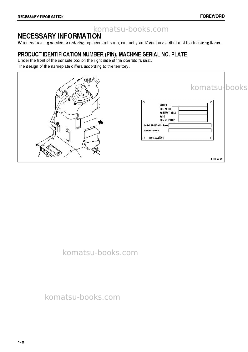 Komatsu d155ax-6jpn-for pso Operation manual cover Page 7 Komatsu d155ax-6jpn-for pso Operation manual cover Page 7