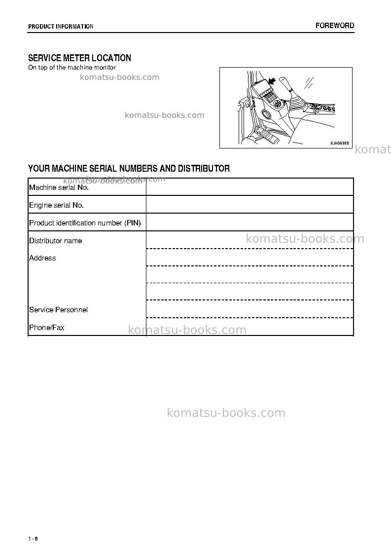Komatsu pc200-8jpn-m0, greasing 100h, all safety labels are pictorial Operation manual cover Page 7