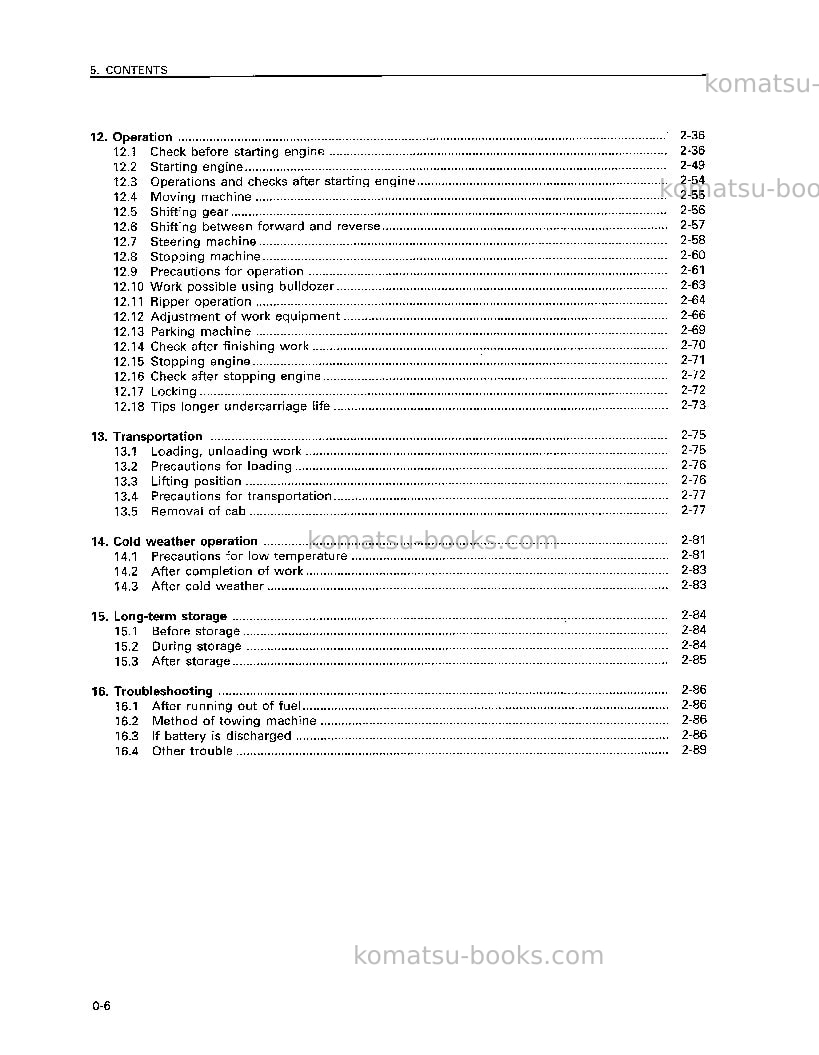 Komatsu d275a-2jpn Operation manual cover Page 7 Komatsu d275a-2jpn Operation manual cover Page 7