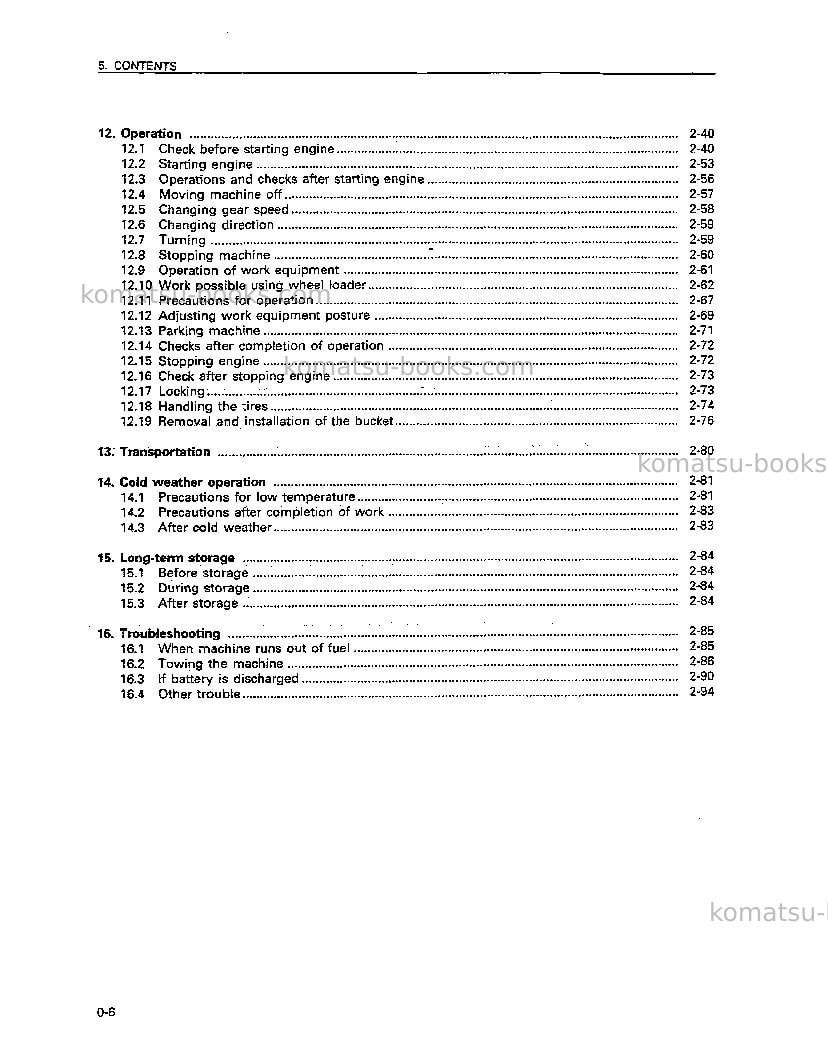 Komatsu wa800-2jpn Operation manual cover Page 7 Komatsu wa800-2jpn Operation manual cover Page 7